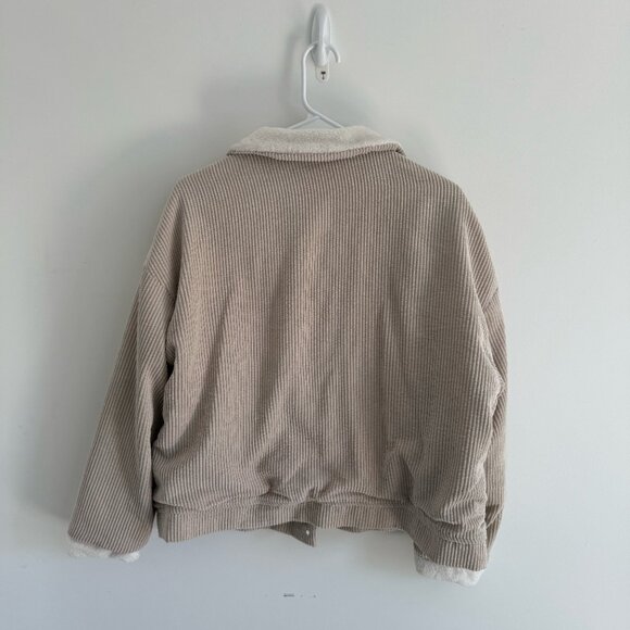 Beige Corduroy Fleece Lined Jacket, Women’s Medium Button Up - Picture 4 of 4